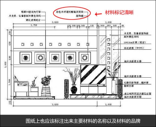 裝修圖紙應(yīng)標出裝修材料名稱和材料品牌